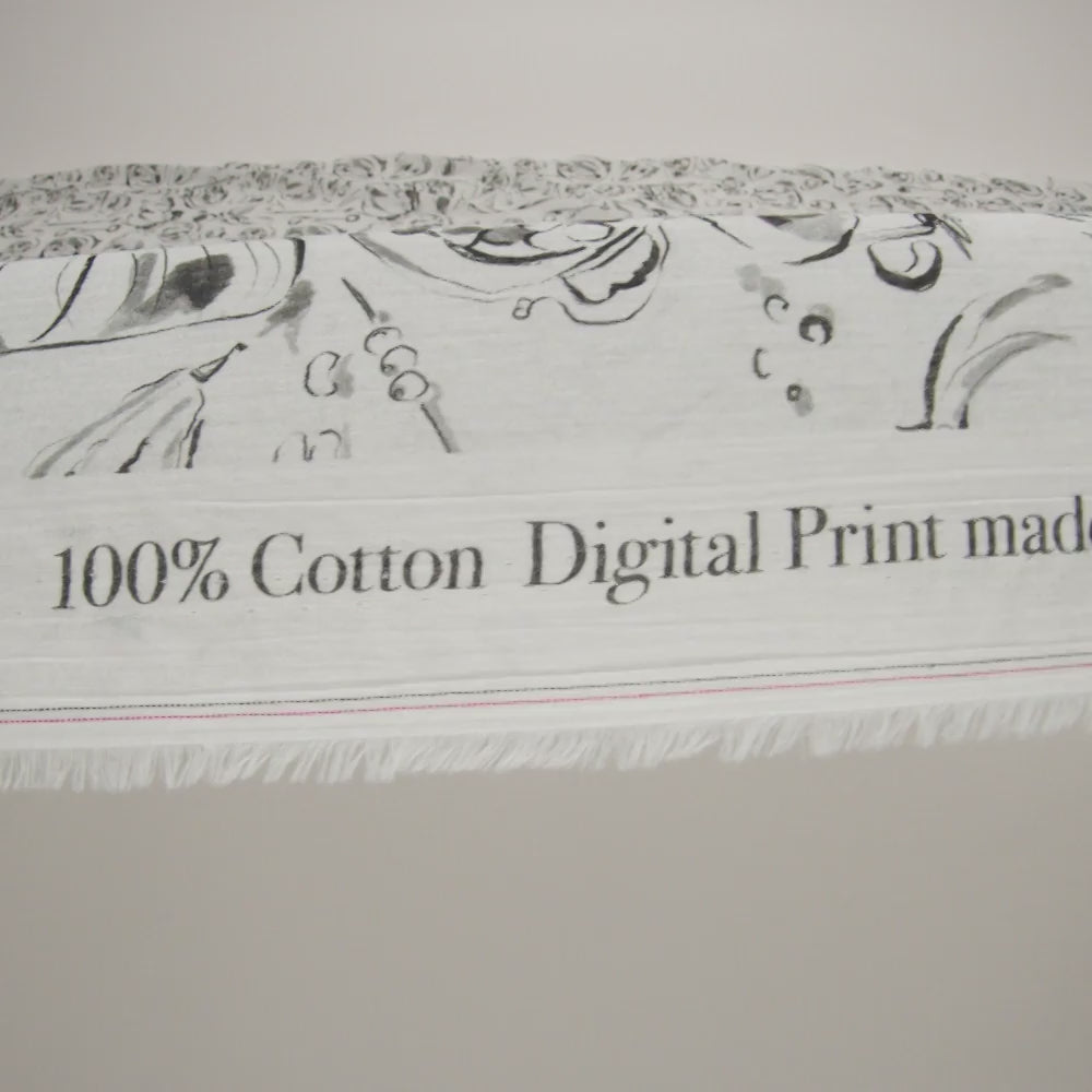 Crinkled Cotton Gauzy Woven - Black, White and Gray Food Sketches - Mood Exclusive Dinner Party Print - Image 6 of 6