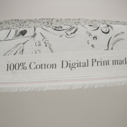Crinkled Cotton Gauzy Woven - Black, White and Gray Food Sketches - Mood Exclusive Dinner Party Print