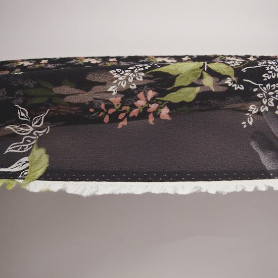 Viscose Georgette Print - Light Pastel Orange, Dusty Rose Pink and Black Floral - Designer Deadstock - Image 6 of 6