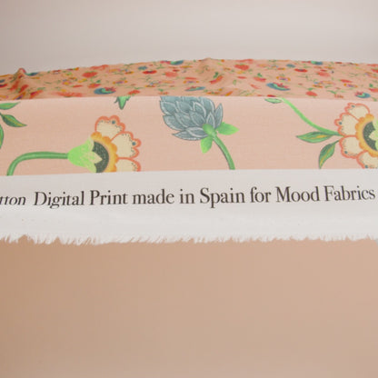 Cotton Voile - Peach Floral Vines - Sherbert Shandy Print - Mood Exclusive Gisele Collection