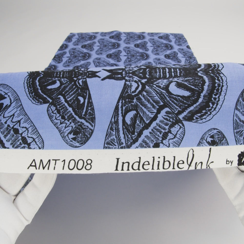 Printed Quilting Cotton by Anna Maria Textiles for Northcott - Cerulean Cecropia Moths - Indelible Ink Collection - Image 6 of 6