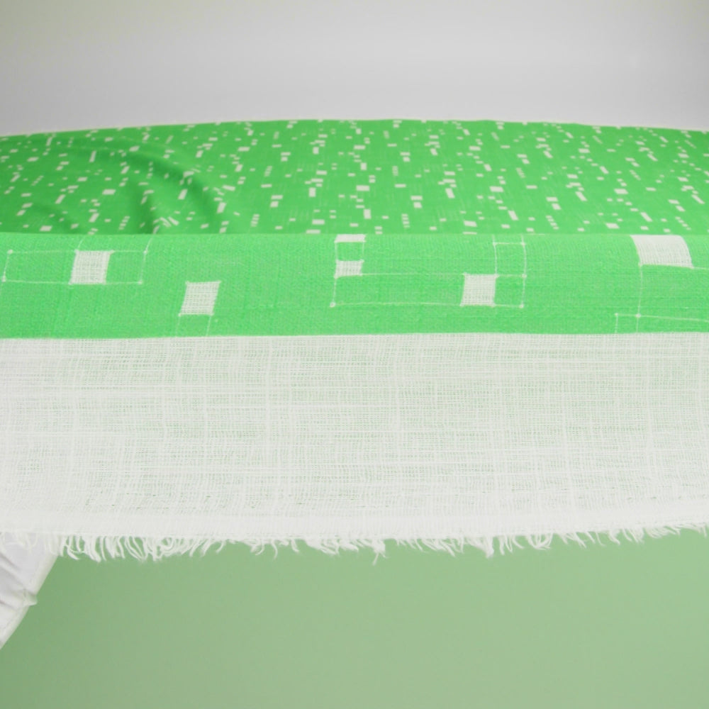 Slubbed Gauzy Cotton Woven Print - Kelly Green Geometric Squares - Mood Exclusive Blocked In - Image 6 of 6