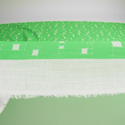 Slubbed Gauzy Cotton Woven Print - Kelly Green Geometric Squares - Mood Exclusive Blocked In