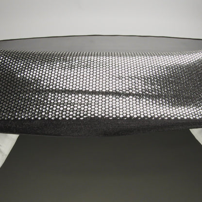 Stretch Polyester Velour with Crystal Foiled Polka Dots - Black and Silver