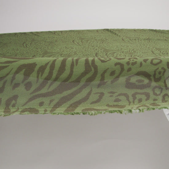 Viscose Georgette Print - Espresso Brown and Jungle Green Abstract Leopard Spots and Zebra Stripes - Designer Deadstock - Image 6 of 6