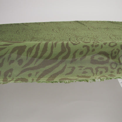 Viscose Georgette Print - Espresso Brown and Jungle Green Abstract Leopard Spots and Zebra Stripes - Designer Deadstock