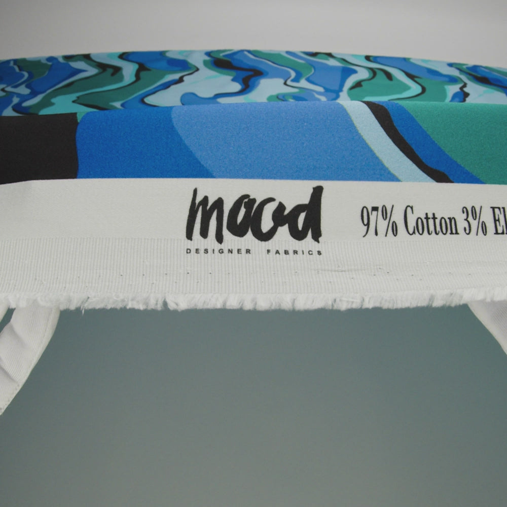 Stretch Cotton Sateen - Blue Abstract - Seen and Unseen Print - Mood Exclusive Groove Collection - Image 6 of 7