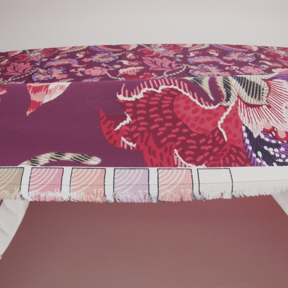 Polyester Crepe Print - Berry, Coral Pink, and Purple Jacobean Floral - Designer Deadstock - Image 6 of 6