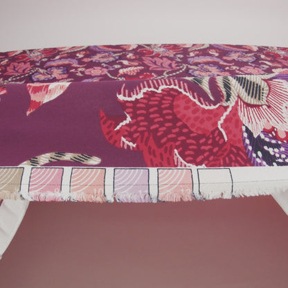 Polyester Crepe Print - Berry, Coral Pink, and Purple Jacobean Floral - Designer Deadstock