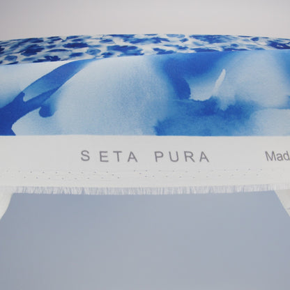 Mood Exclusive Italian Classic and Pearl Blue Abstract Floral Silk Organza