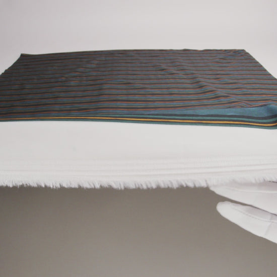 Stretch Cotton Sateen - Navy and Blue Stripes - Linear Transcendence Print - Mood Exclusive Tumunyana Collection - Image 5 of 5