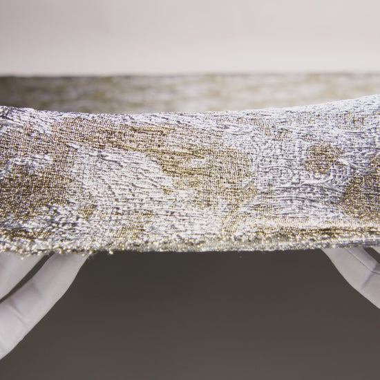 Metallic Silver and Gold Wood Grain Luxury Plisse Brocade - Image 6 of 6