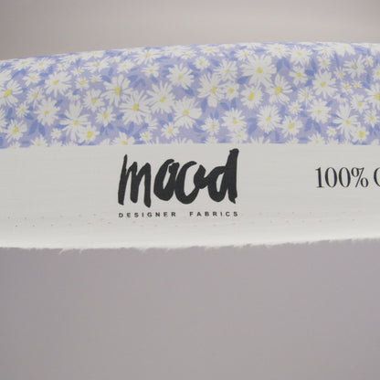 Cotton Poplin - Periwinkle and White Floral - Sunday in the Park Print - Mood Exclusive Secret Garden Collection