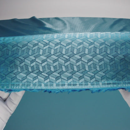 Geometric Jacquard Lining - Country Blue and Aqua Bi-Color