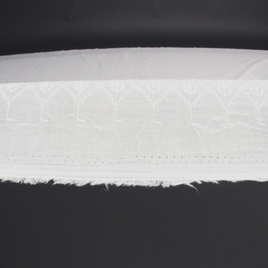 Embroidered Eyelet Cotton Voile - White Flowers in Diamond Lattice - Naomi Collection - Image 6 of 6