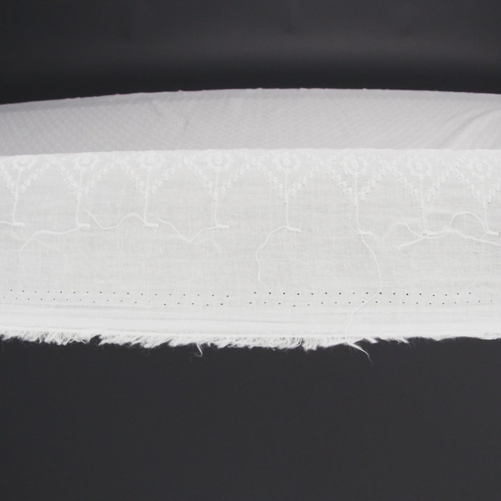 Embroidered Eyelet Cotton Voile - White Flowers in Diamond Lattice - Naomi Collection - Image 6 of 6