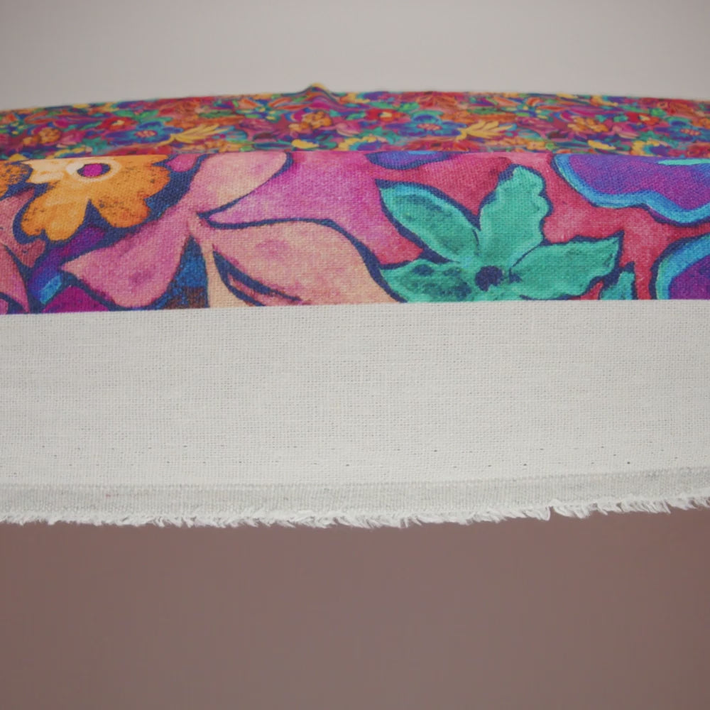 Linen and Rayon Woven - Hot Pink, Orange and Ultramarine Blue Bold Flowers - Mood Exclusive Electric Eden Print - Image 6 of 6