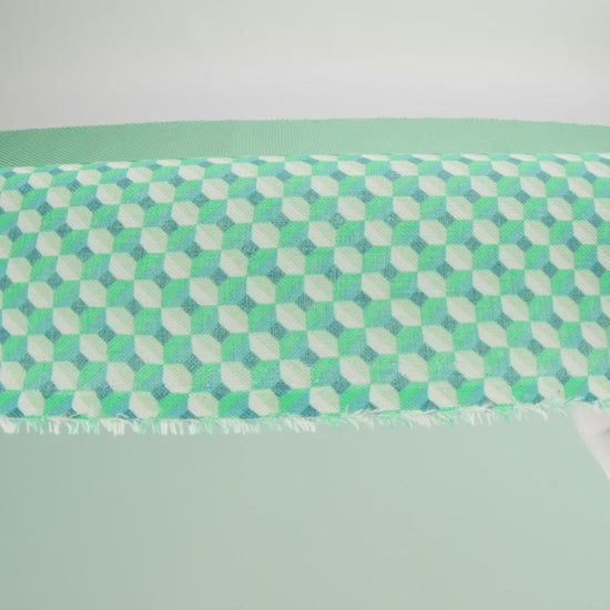 Teal and Lime Geometric Medium Weight Linen Woven - Image 6 of 6
