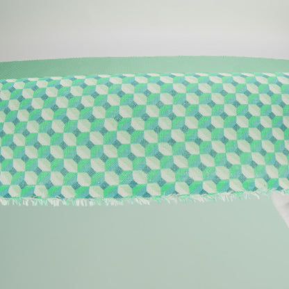 Teal and Lime Geometric Medium Weight Linen Woven