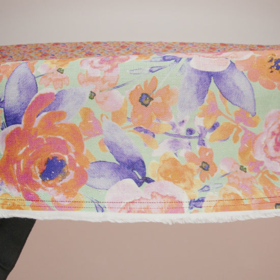 Lightweight Linen Woven Print - Light Sage, Purple and Orange Watercolor Florals - Image 6 of 6