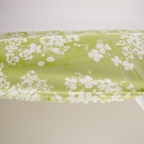 Viscose Georgette Print - Light Pistachio Green and White Floral - Designer Deadstock - Image 6 of 6