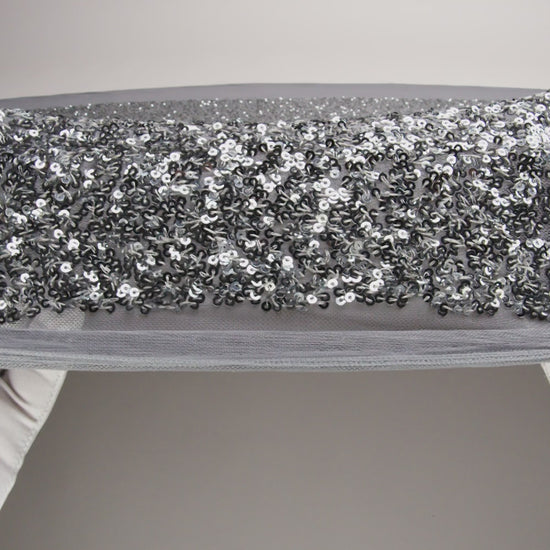 Recycled Polyester All-Over Circular Baby Sequins on Stretch Mesh - Silver - Divine Collection - Image 6 of 6