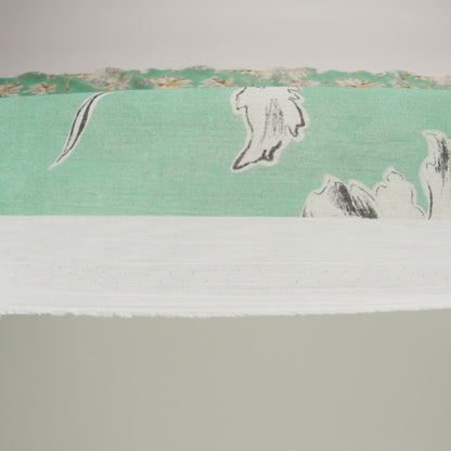 Crinkled Cotton Gauzy Woven - Mint Green, Golden Yellow and Off White Floral - Mood Exclusive Color Me Chrysanthemum Print