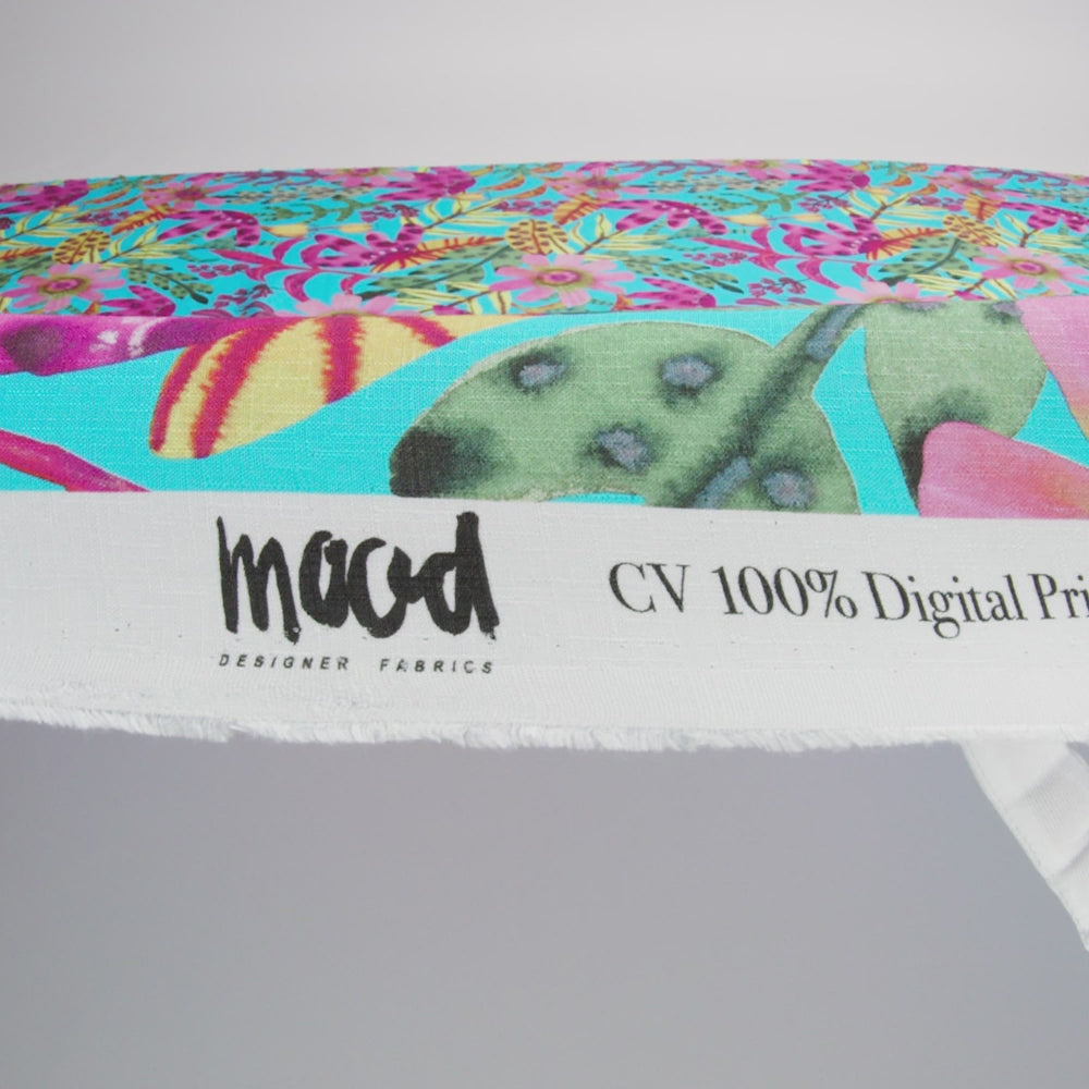 Slubbed Viscose Woven Print - Turquoise, Pink and Green Floral - Mood Exclusive Extraterrestrial Tropics - Image 6 of 7