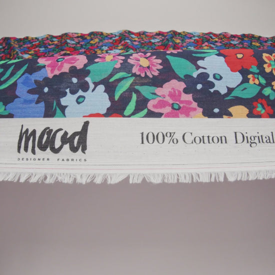 Crinkled Cotton Gauzy Woven - Blue, Red and Yellow Floral - Mood Exclusive Storybook Garden Print - Image 6 of 6