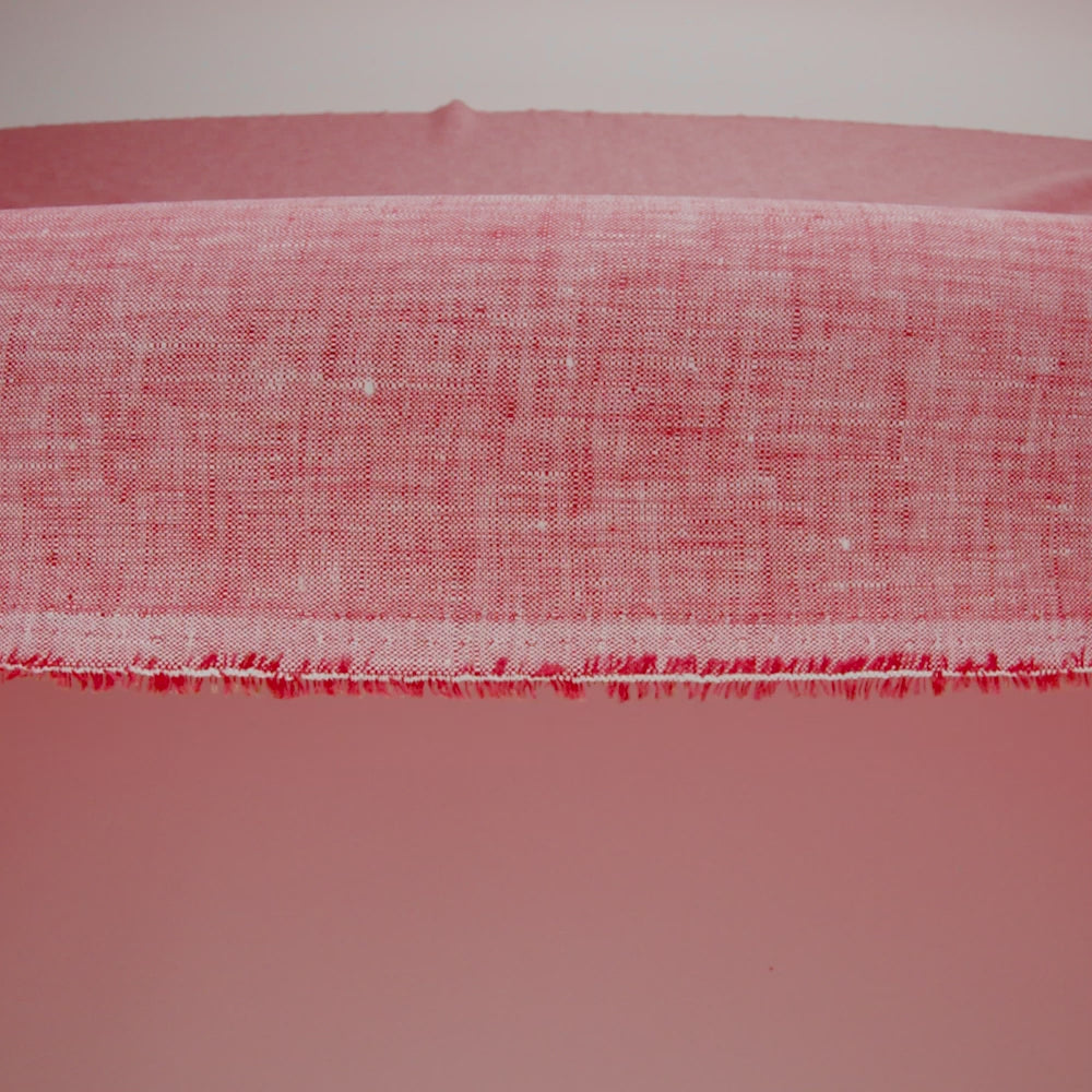 Lightweight Linen Chambray - Heathered Tomato Puree - Minerva Collection - Image 5 of 6