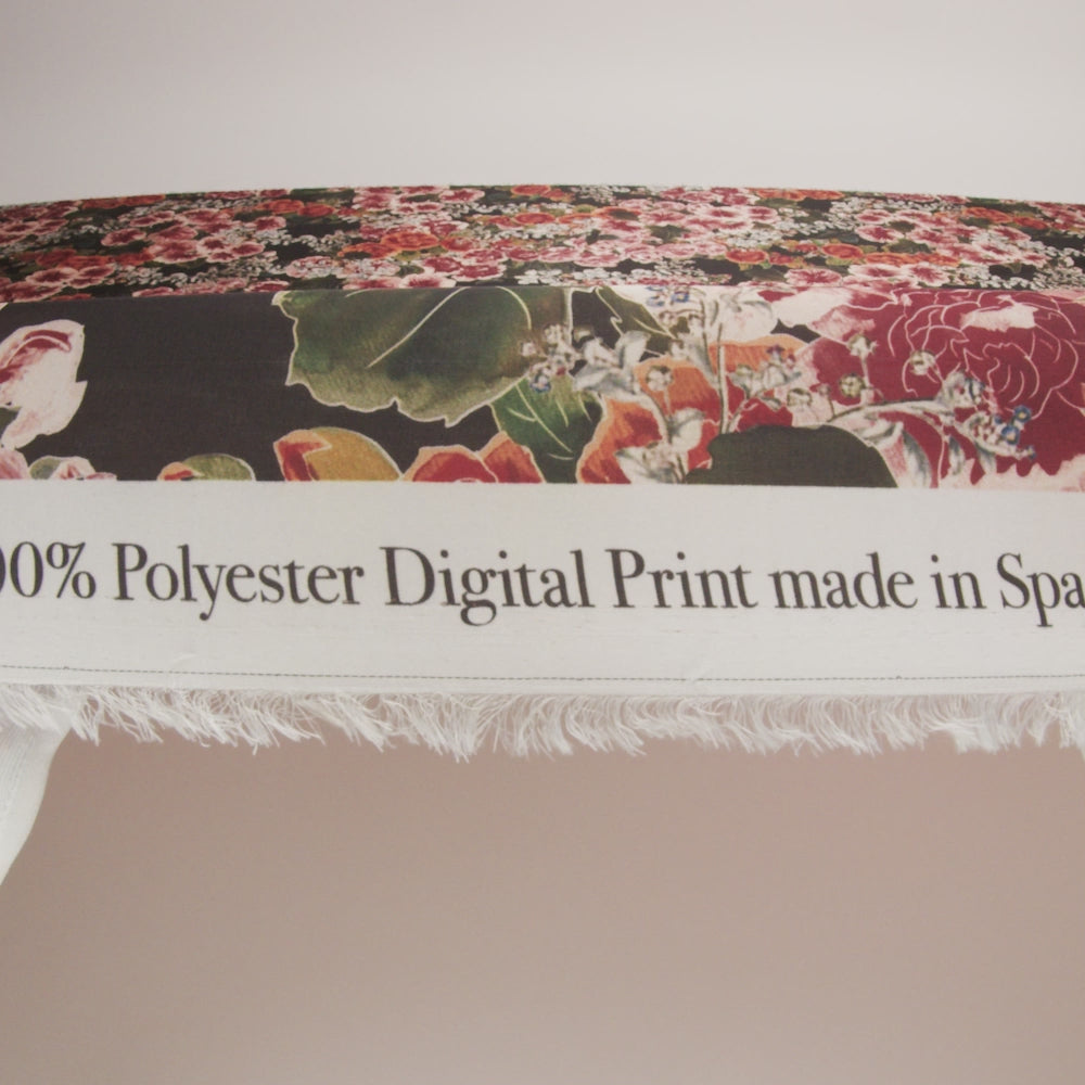 Polyester Charmeuse Print - Black, Red and Blue Floral - Mood Exclusive Misty Morning - Image 5 of 5