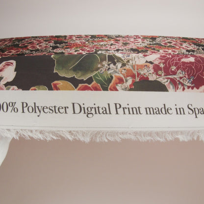 Polyester Charmeuse Print - Black, Red and Blue Floral - Mood Exclusive Misty Morning