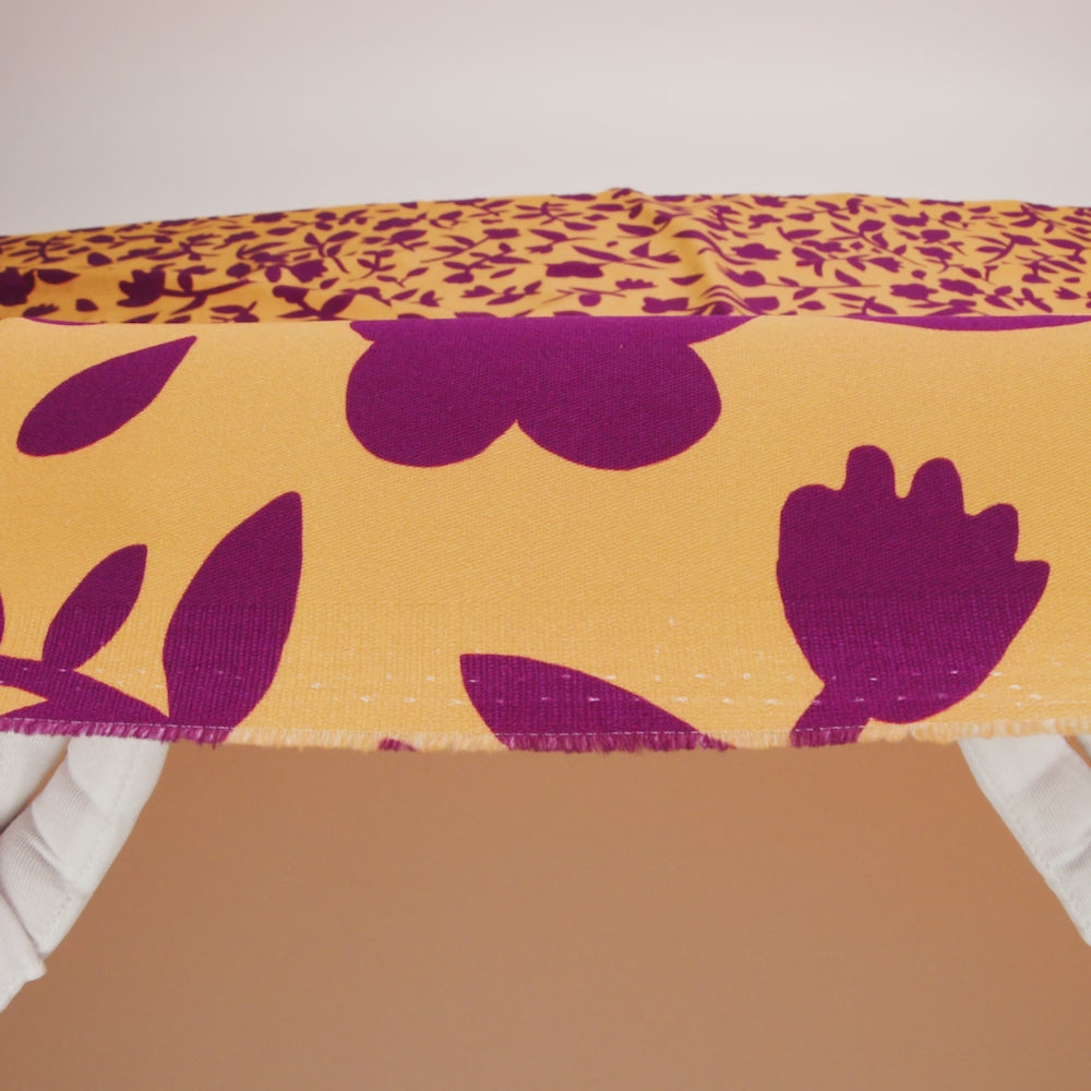 Stretch Cotton Twill Print - Mango Orange and Plum Purple Floral - Mood Exclusive Color-Block Creative - Image 6 of 6