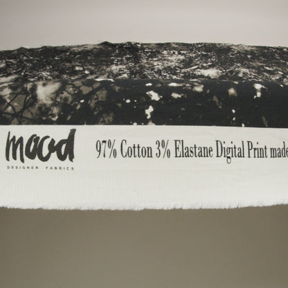 Stretch Cotton Sateen - Black and White Leafy Branches - Sylvan Spectres Print - Mood Exclusive Twilight Collection