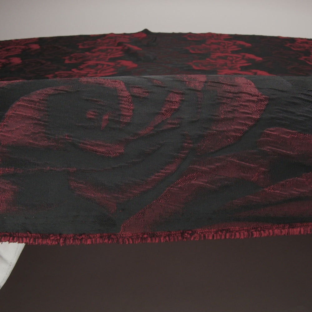 Black and Red Textural Floral Brocade - Image 5 of 5