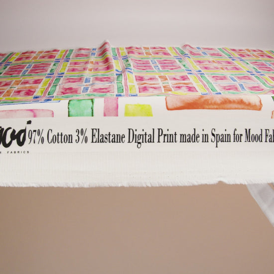 Stretch Cotton Sateen - Rainbow Watercolor Plaid - Jujube Jubilee Print - Mood Exclusive Sugar Collection - Image 5 of 6