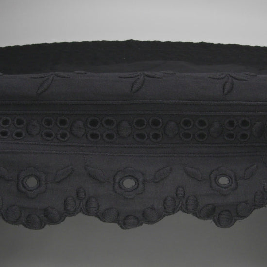 Famous NYC Designer Black Bordered Embroidered Cotton Eyelet - Image 5 of 5