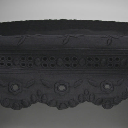 Famous NYC Designer Black Bordered Embroidered Cotton Eyelet