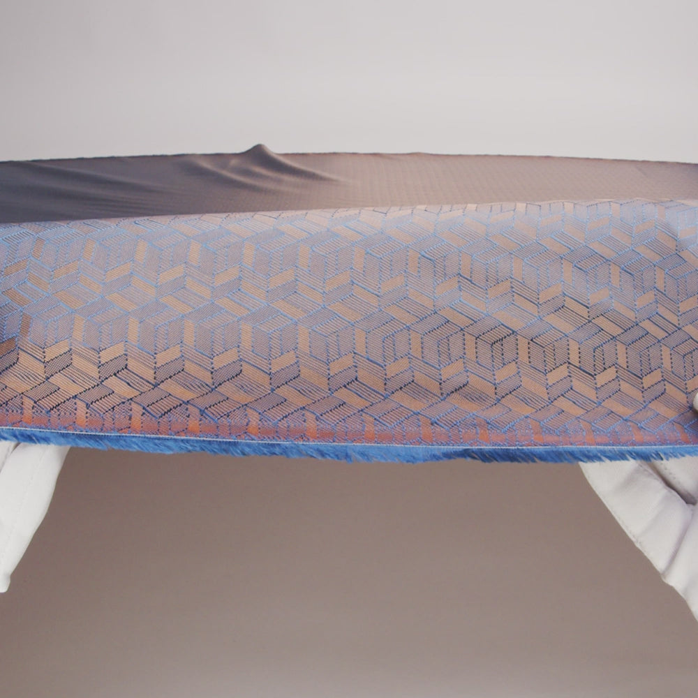 Geometric Jacquard Lining - Blue and Beige Bi-Color - Image 6 of 7