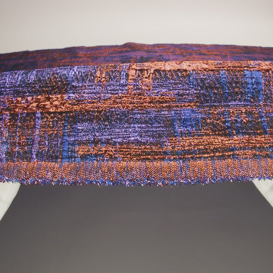 Metallic Blue, Purple and Orange Distressed Plaid Luxury Brocade - Image 6 of 7