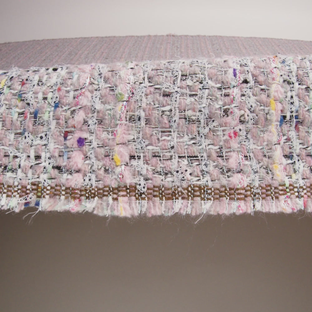 Polyester and Wool Blend Textural Tweed - Baby Pink, White and Metallic Silver - Image 6 of 6