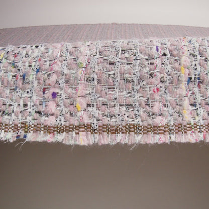 Polyester and Wool Blend Textural Tweed - Baby Pink, White and Metallic Silver