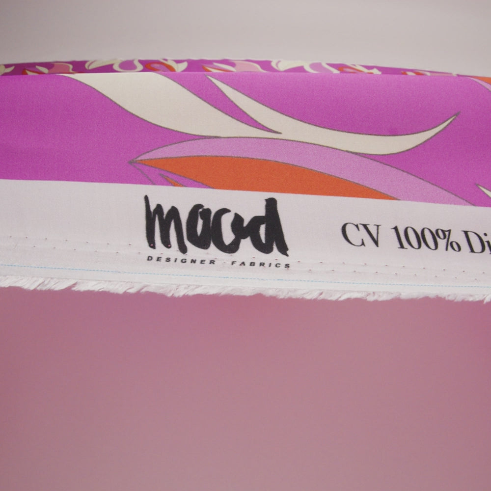 Sustainable and Recycled Viscose Satin Print - Hot Pink, Red-Orange and White Abstract - Mood Exclusive Free Falling - Image 6 of 6