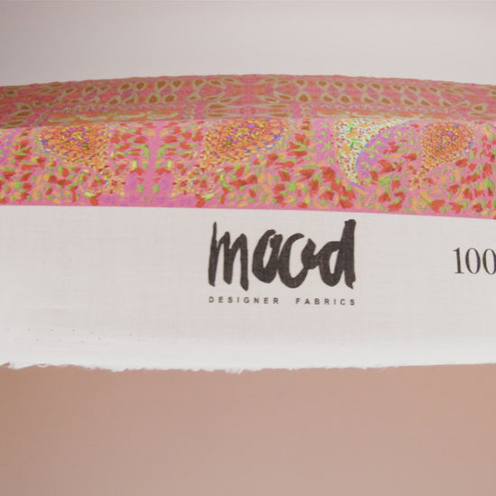 Cotton Voile Panel - Pink Paisley Squares - Laputa's Groundkeeper Print - Mood Exclusive Gisele Collection - Image 6 of 7