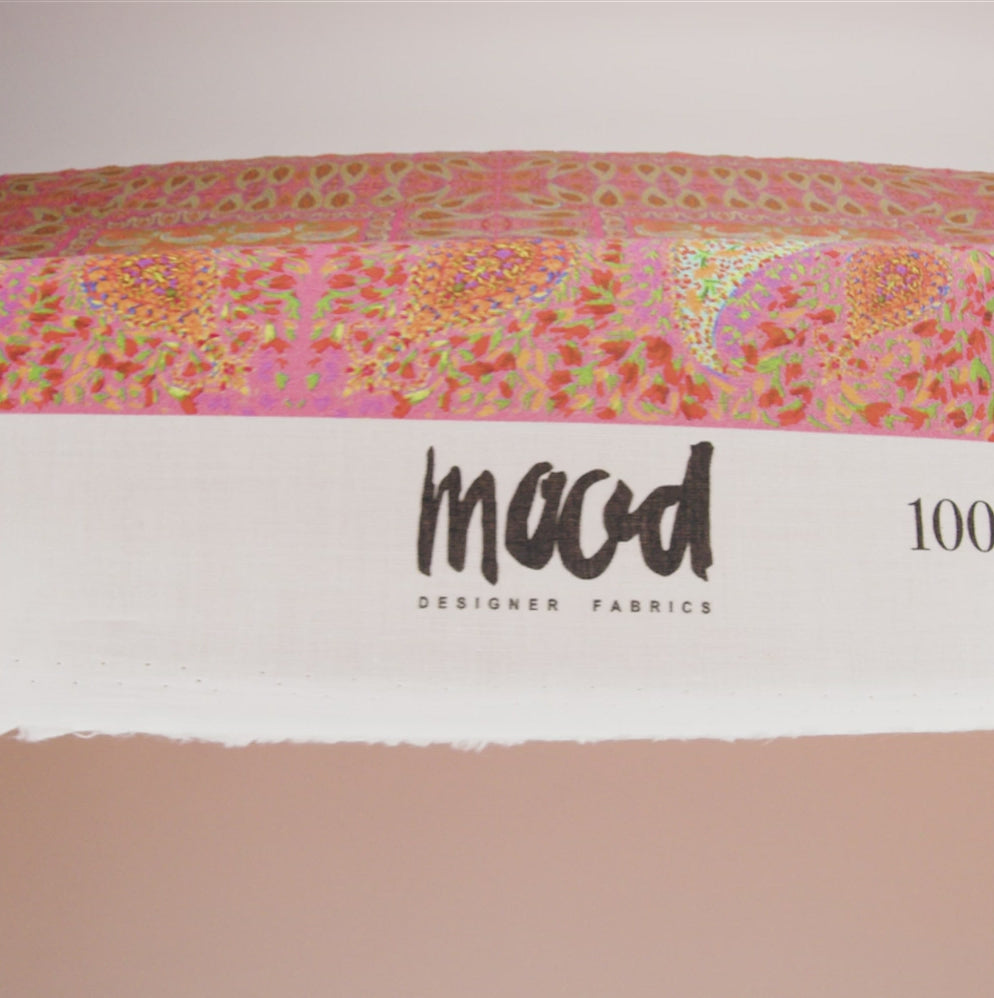 Cotton Voile Panel - Pink Paisley Squares - Laputa's Groundkeeper Print - Mood Exclusive Gisele Collection - Image 6 of 7