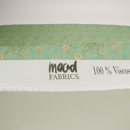 Viscose Georgette - Green and Cream Floral - Flora's Crown Print - Mood Exclusive Secret Garden Collection