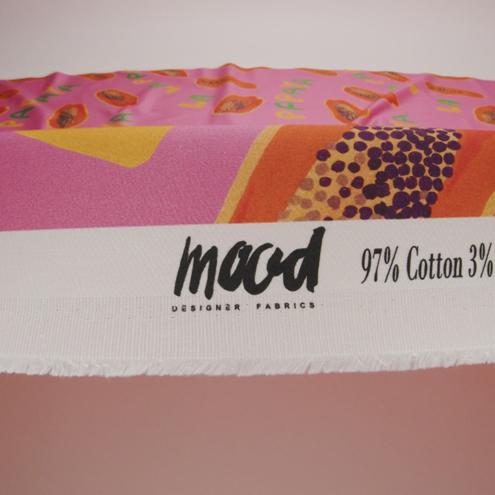 Stretch Cotton Sateen - Pink Papayas - Snack Time Print - Mood Exclusive Citrus Collection - Image 6 of 7