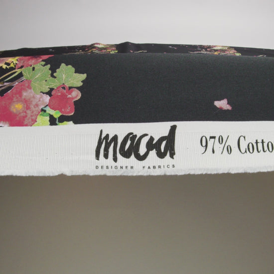 Stretch Cotton Sateen Panel - Midnight Blue Floral Band - Promenade au Pavot Print - Mood Exclusive Jacques Collection - Image 2 of 2