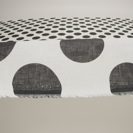 Black and White Big Polka Dots Medium Weight Linen Woven - Image 6 of 6
