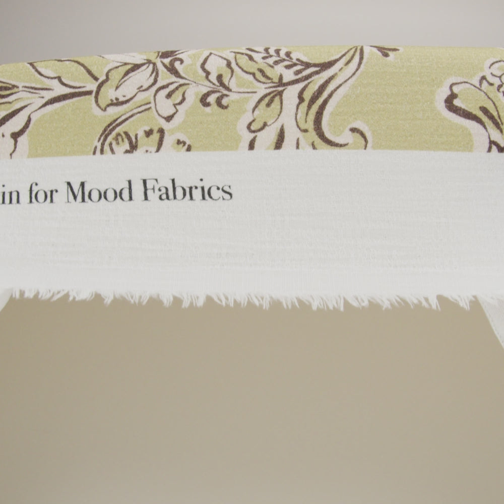 Slubbed Gauzy Cotton Woven - Pistachio Green, Cream and Dark Brown Floral - Mood Exclusive Cottage Crawl Print - Image 6 of 6